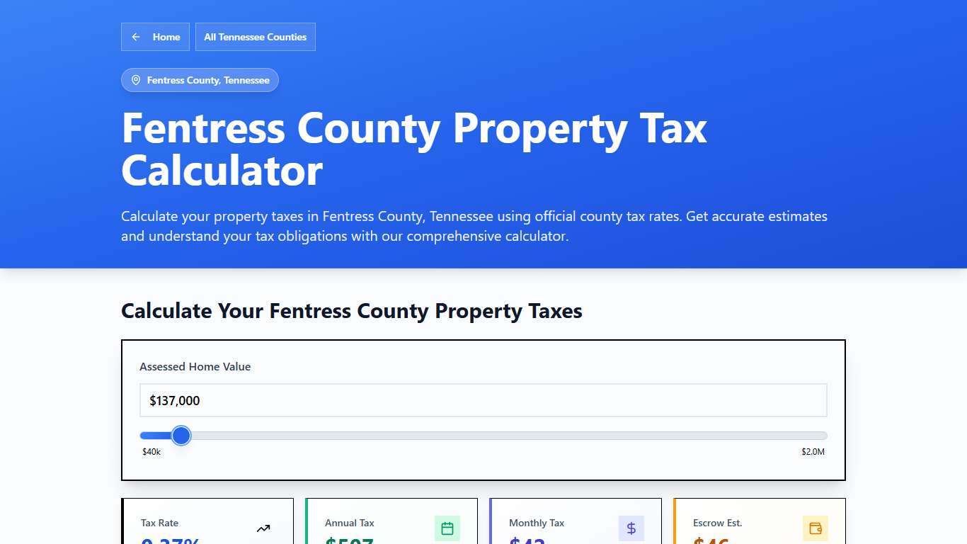 Fentress County, TN Property Tax Calculator 2025-2026